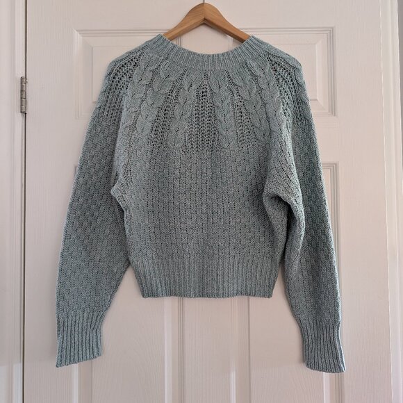 American Eagle cable knit crew neck sweater mint green size small - Picture 4 of 16